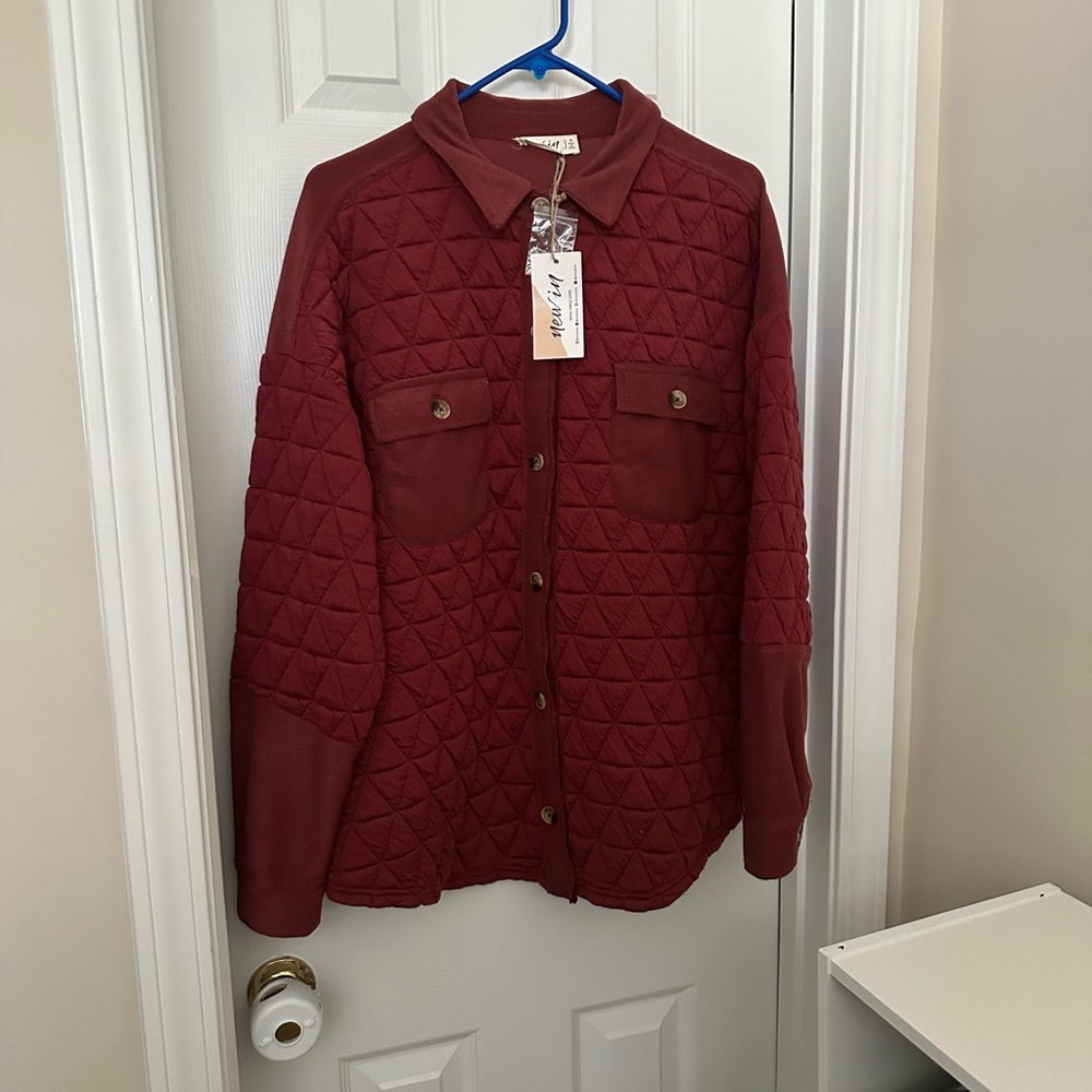 NWT Quilted Burgundy Jacket by New In